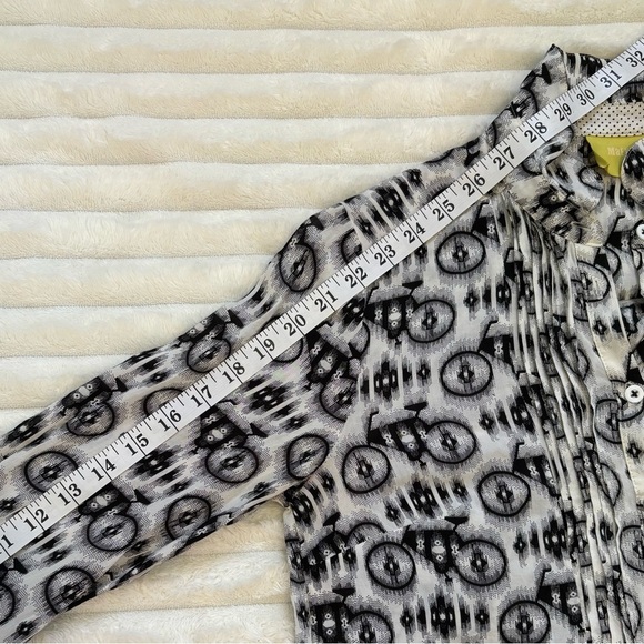 MAEVE by Anthropologie Long Sleeve Button Down Blouse Black and White Size 6 - Picture 10 of 10